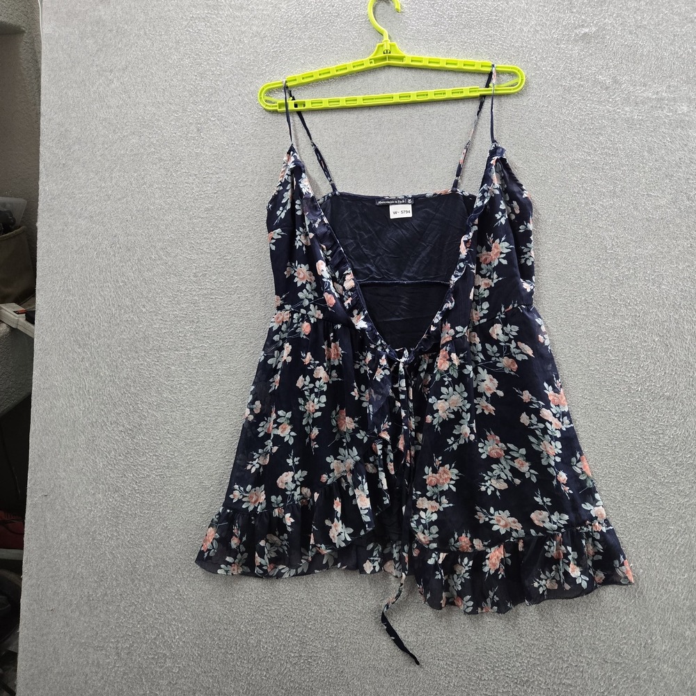 Abercrombie & Fitch Women Dress M Navy Floral Fit & Flare Chiffon Sundress Mini
